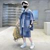 Jungen Denim Anzug Sommerkleidung Neues Kinder Kurzarmhemd + Shorts Sport Koreanische Trainingsanzüge Sets Kinder Luxus Kleidung Anzug