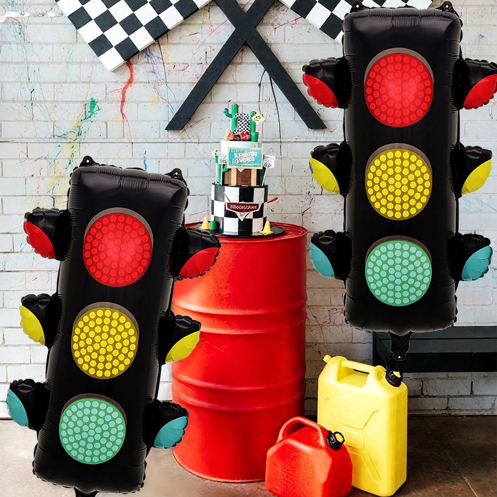 1/2 traffic light balloons, used for traffic themed party decoration, racing birthday decoration, and urban landscape decoration
