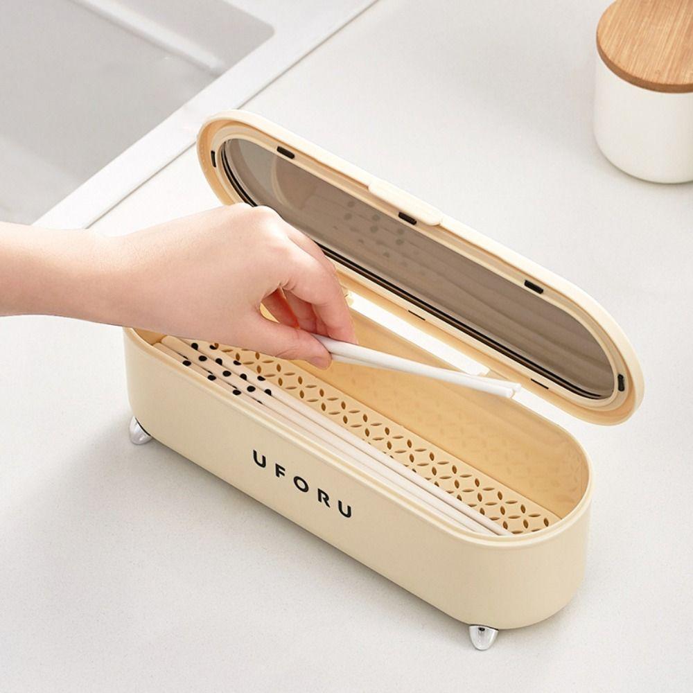Plastic Chopstick Organizer With Drain Tray Cutlery Storage Box High Quality Chopstick Box