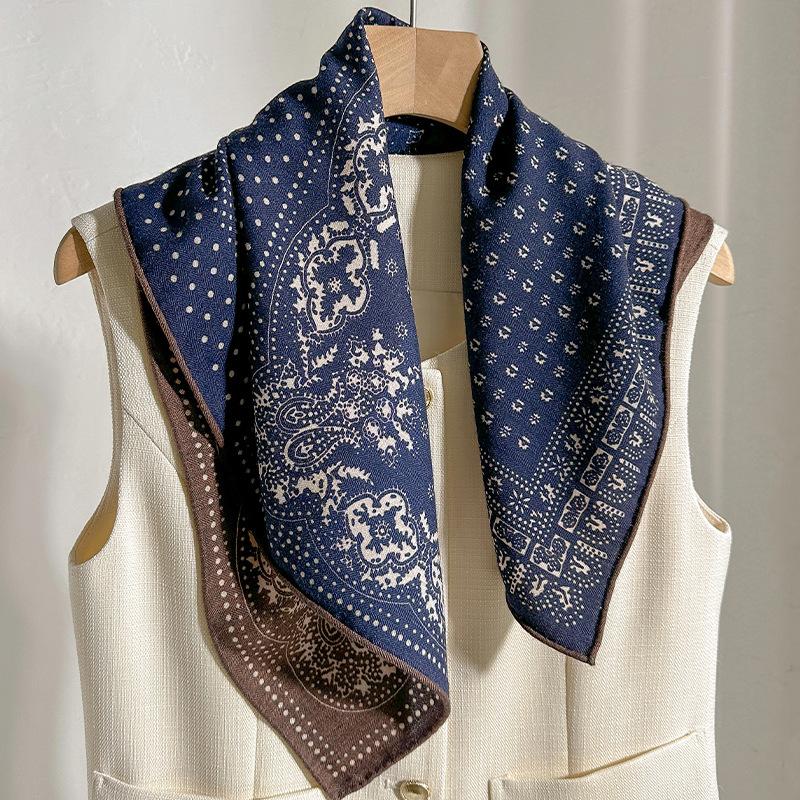 Australian wool treasures double-sided pure wool scarf women s autumn and winter shawl multi-functional large square scarf 60*60cm