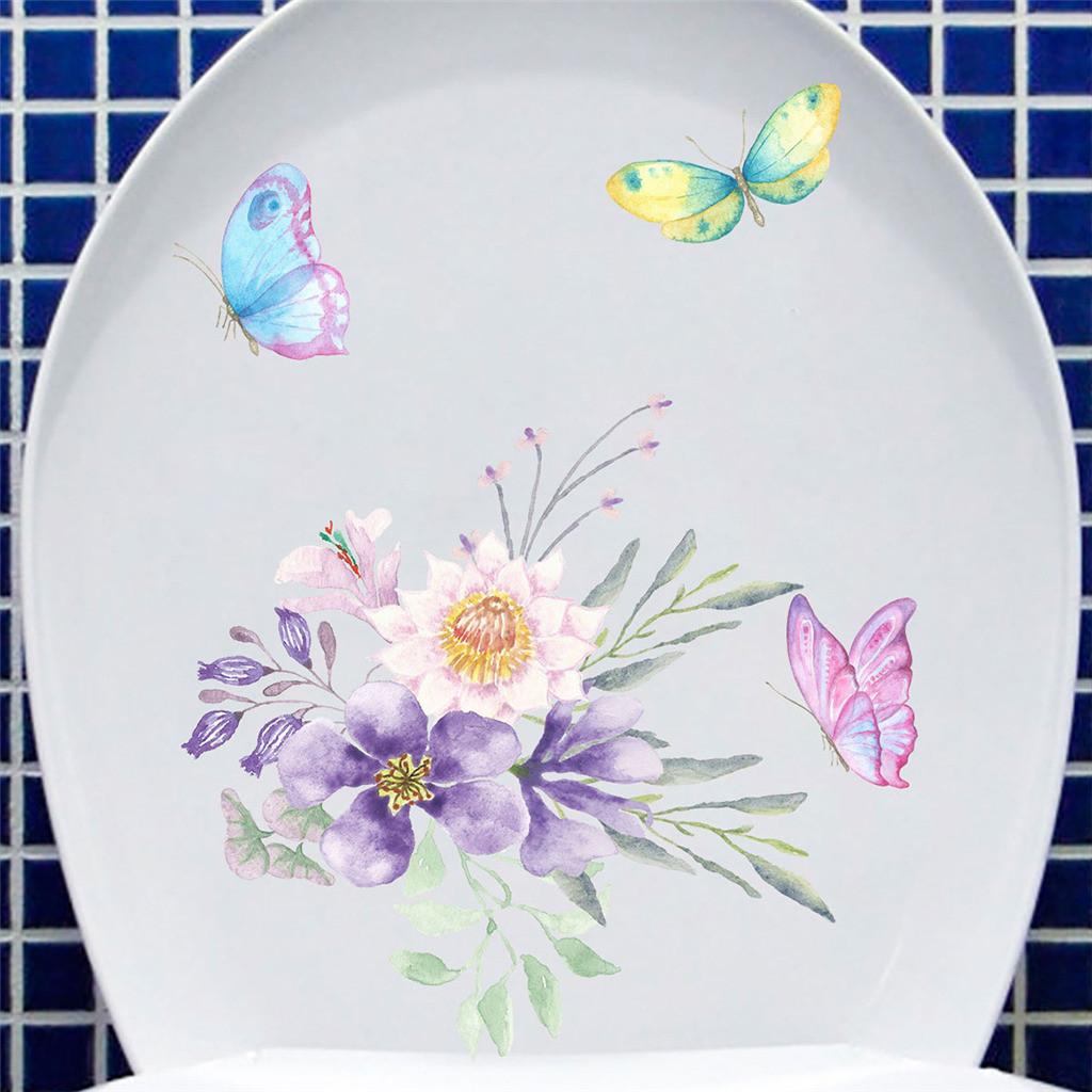 Flower Butterfly Wall Sticker Refrigerator Cabinet Toilet Decoration Sticker