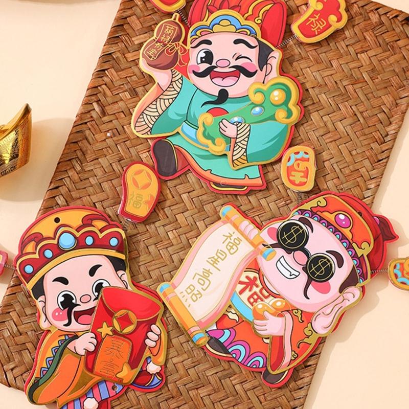 God of Fortune Fridge Sticker Magnet God of Fortune Hanging Ornament Lucky Money Pockets Chinese Redness Envelope