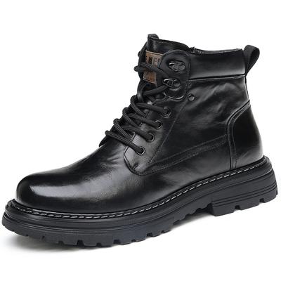 Herbst Winter Rindslederstiefel für Herren Anti-Rutsch Dicke Sohle Fleece Warm Herrenschuhe Neuer Designer Plateau Mode Arbeitsstiefel