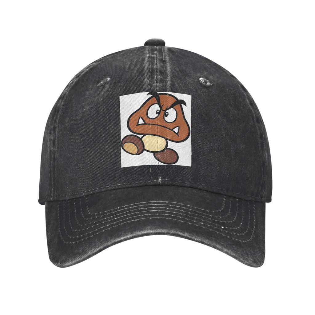 Cartoon Game Goomba Face Denim Fabric Cap Casual Baseball Caps Adjustable Hat Summer Unisex Baseball Hats