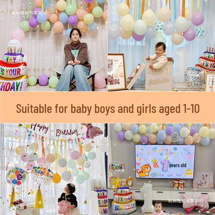 One-Year-Old Birthday Party Balloon and Photo Background Decor