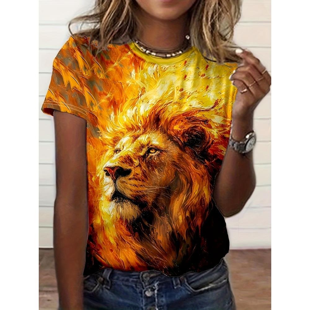 Summer animal pattern printing 3d printing T-shirt women's street fashion casual short-sleeved O-neck daily top