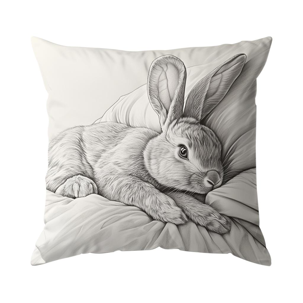 Cute Bunny Sketch Cushions Pillowcase Polyester Cushion Cover Throw Pillow Pillowcover Home Car Sofa Decor