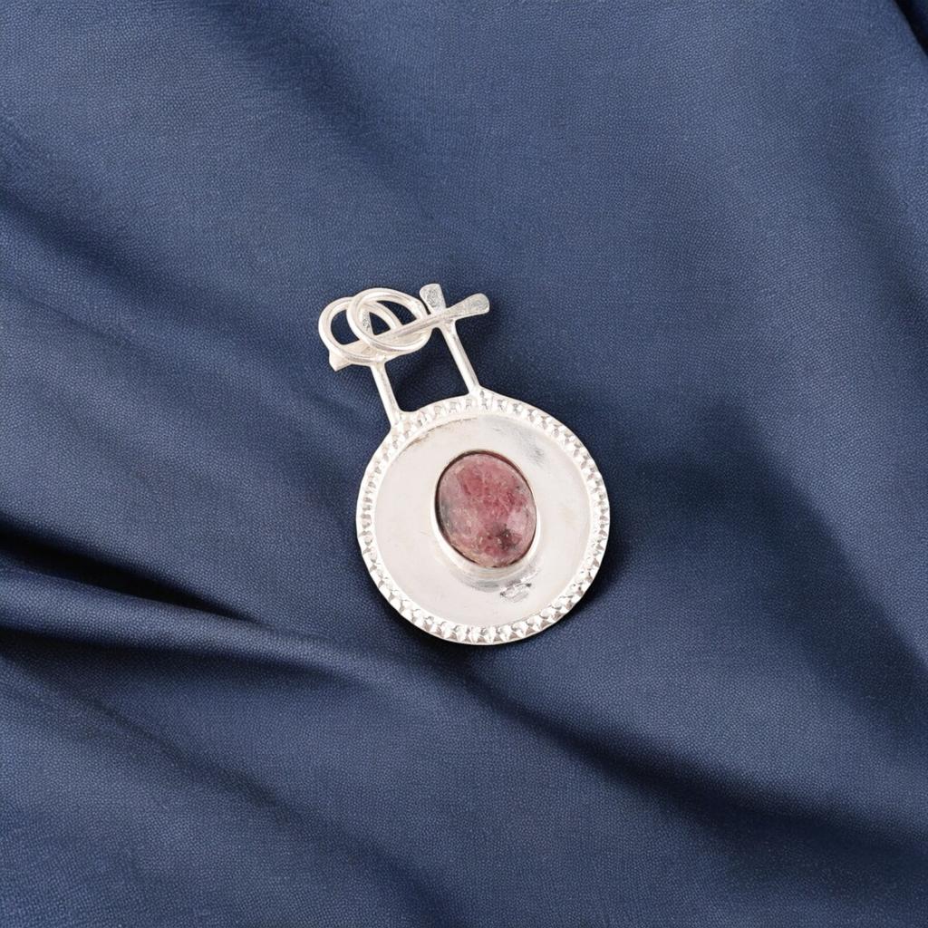 Natural Black Rhodonite Gemstone 925 Solid Silver Jewelry Handmade Pendant 1.4" PP-57-28