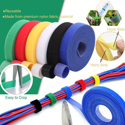 Taśma zaciskowa wielokrotnego użytku, opaski kablowe 10 mm, 12 mm, 14,5 mm, dwustronna rolka z haczykami do komunikacji, biura, domu (5m)