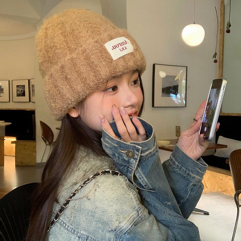 Knitted Hat for Women In Autumn and Winter Students' Thickened Warm Headband Ear Protection Cold Hat Small Woolen Hat Showing Face Trendy