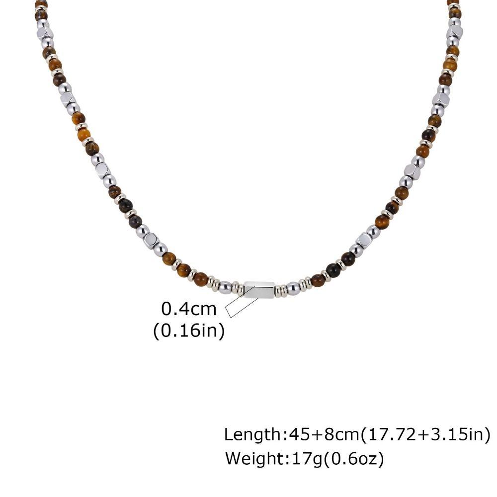 Natural Stone/Metal Natural Stone Beaded Necklace Adjustable Hip-hop Style Metal Bead Choker Minimalist Hip-hop Necklace Gift