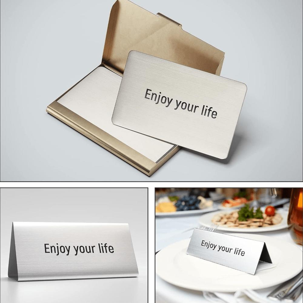 10pcs 304 Stainless Steel Metal Business Cards Blank Laser Engraving Stainless Cards for House Office Customer DIY Gift Plate