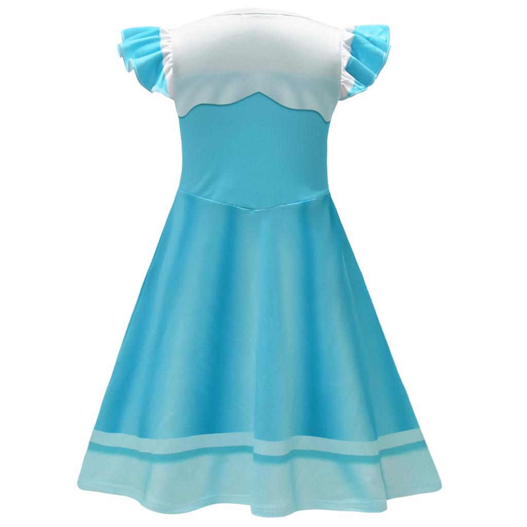 RRosalina Dress Girls Children Halloween Costume Game Role Play Princess Dress Short Sleeve with Crown and Magic Wand 