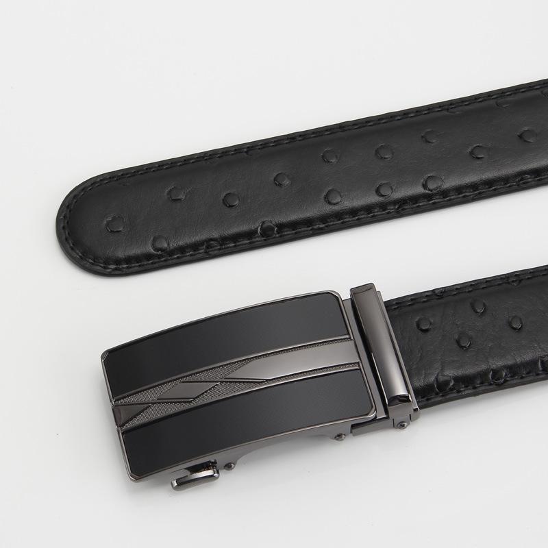 

Мужской ремень из натуральной коровьей кожи с узором под страуса, автоматическая пряжка, деловой и повседневный, второй слой коровьей кожи, мужской пояс 110-130CM