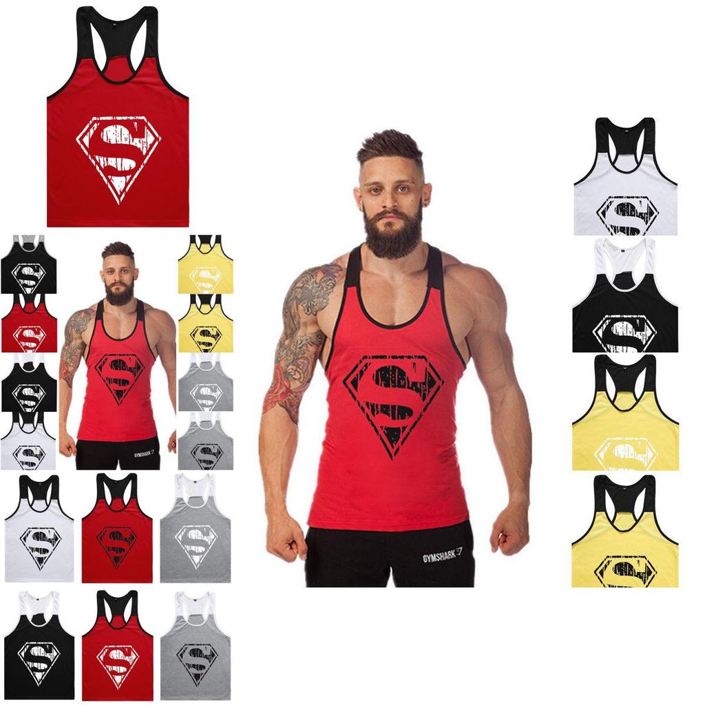 Superman Pattern Mens Sports Vest With Cotton Fabric For Summer Workout And Active Lifestyle