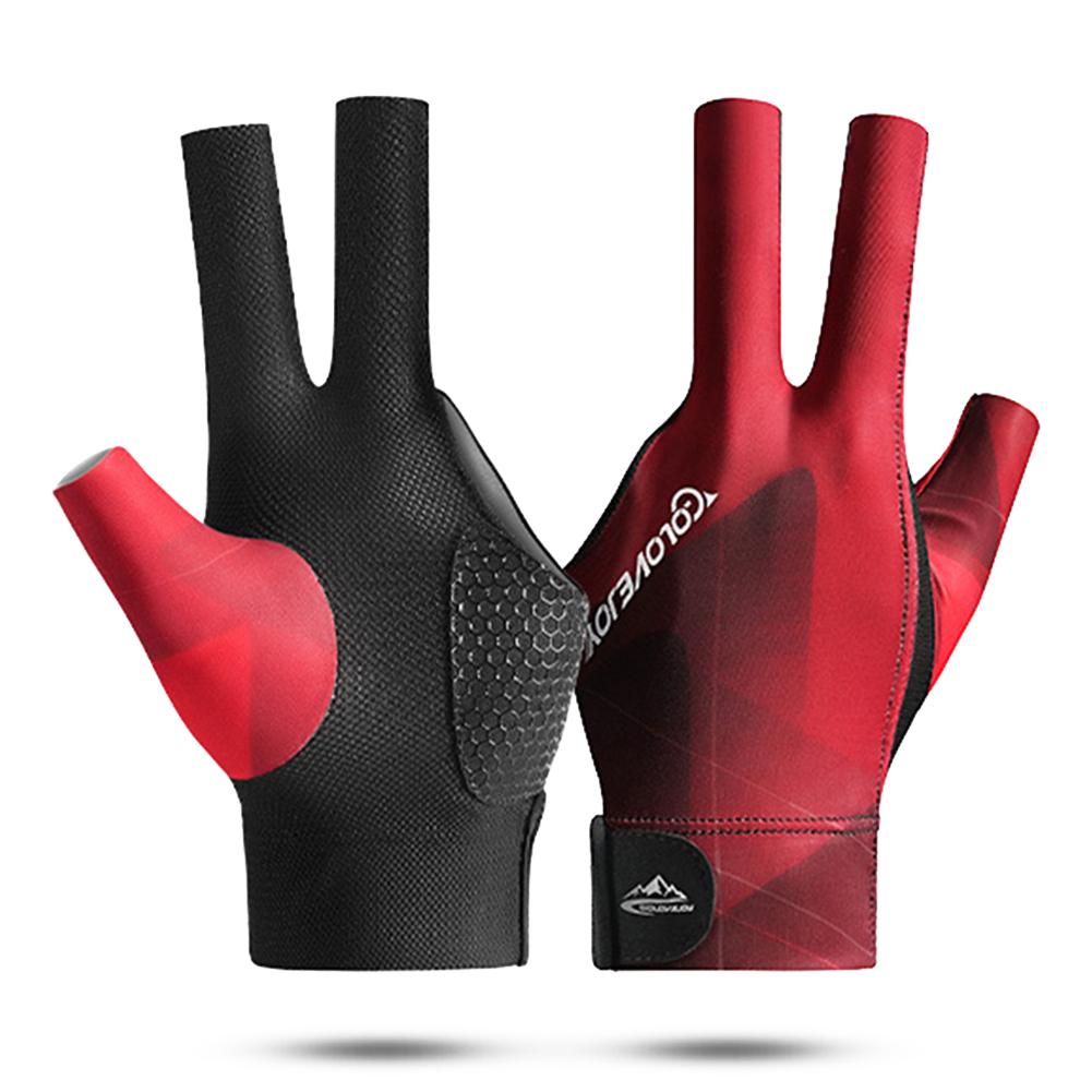 Open Finger Billiard Gloves Antiskid Polyester Snooker Billiards Gloves Adjustable Sticker Smooth Soft Portable Amateur Training