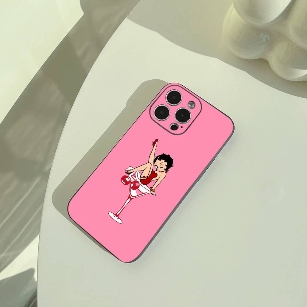 

Classic Character Anime B-Bettys Boops Phone Case For iPhone 17,16,15,14,13,12,11 Pro Max,16/15/14Plus,XS Soft Black Cover iPhone12