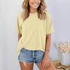 Women Fashionable Short Sleeve Soild Casual Basic  Pullover T-shirt Top