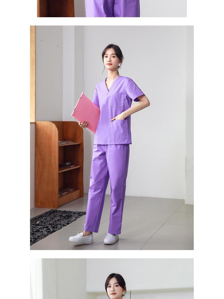 Unisex Short-Sleeve Surgical Gown and Long-Sleeve Workwear Scrub Set - Polyester/Cotton Blend