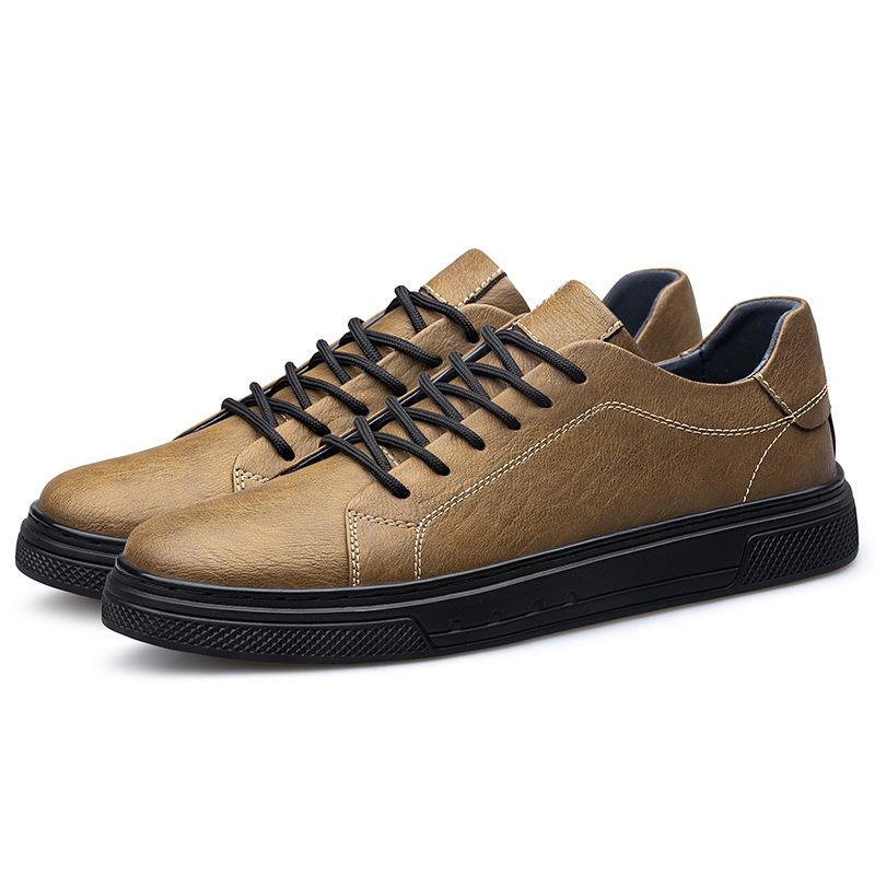 Men's Retro Lace-up Cowhide Sneakers - Trendy Casual Spring Loafers