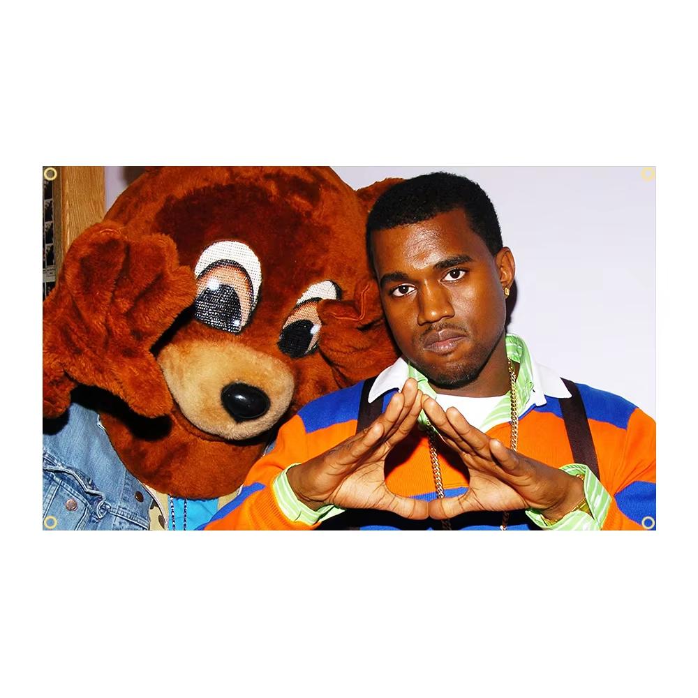 

Kanye West Bear College Dropout Rapper Flag Tapestry Poster Banner Ideal for Bar Beer House College Dorm Man Cave Decor 74x94cm(29x37in)