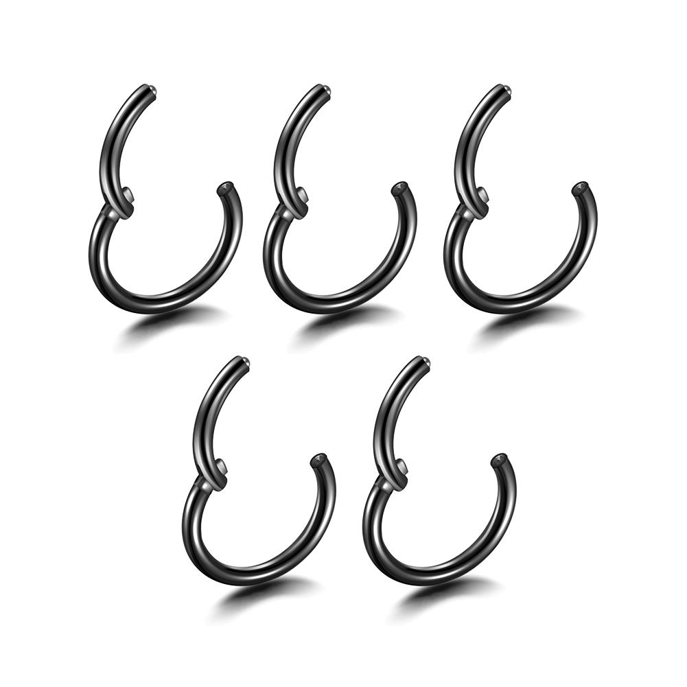 1/5PCS Titanium Segment Nose Rings Gold Color Body Clips Hoop For Women Men Conch Helix Cartilage Rook Earring Piercings Jewelry