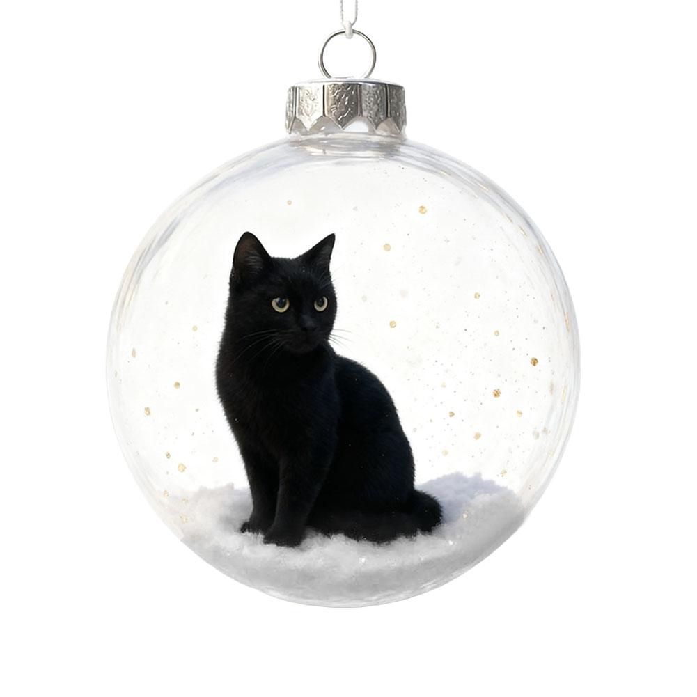 10CM 3D Cat Acrylic Christmas Ball Transparent Glass Ball Pendant Christmas Bubble Glass Ball Christmas Tree Hanging Ornaments