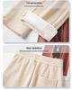 Women's Off-White High-Waisted Wool Wide-Leg Pants with Velvet Lining - Loose, Casual Fit for Autumn/Winter 2024