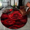 Lucky Red Rose Printed Round Carpet Anti Slip and Easy To Clean Ideal Carpet for Home or Vacation Homes Durable and Affordable