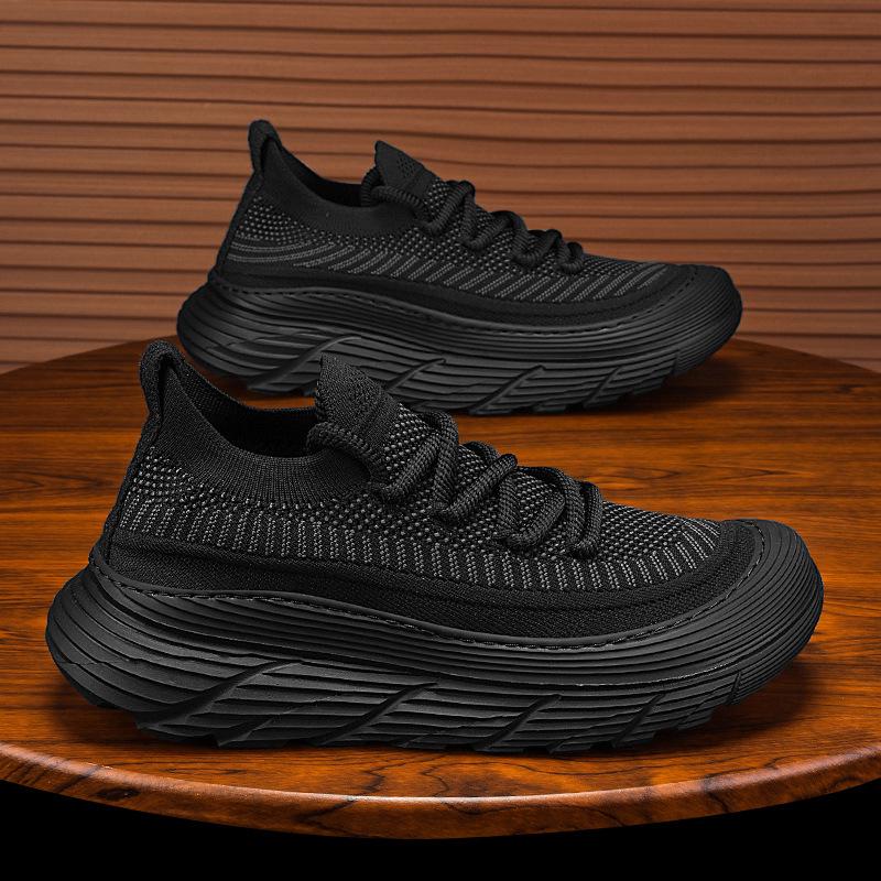 

Мужские кроссовки из сетчатой ткани в корейском стиле на лето — дышащая, толстая подошва, повседневная спортивная обувь, визуально увеличивающая рост. 39