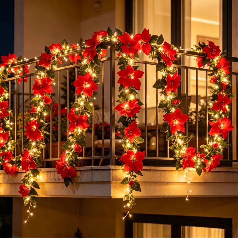 Fairy LED String Lights Maple Leaf Red Berry Ivy Vine Wreath Garland Light For Xmas Wedding Home Courtyard Indoor Party Romantic Atmosphere Decoration