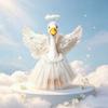 Yousheng 1 Set Angel Goose Outfit, Porch Goose Angel Devil Costume, Feather Wings Skirt Headband Wand Set, Fits Porch Goose Statue for Home Yard Lawn