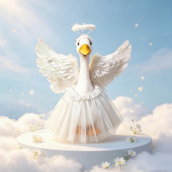 Yousheng 1 Set Angel Goose Outfit, Porch Goose Angel Devil Costume, Feather Wings Skirt Headband Wand Set, Fits Porch Goose Statue for Home Yard Lawn