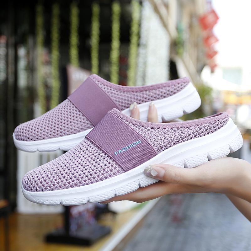 Women Slippers Casual Sandals  Backless Sneakers Summer Slip on Black Lightweight Orthopedic Shoes Large Size