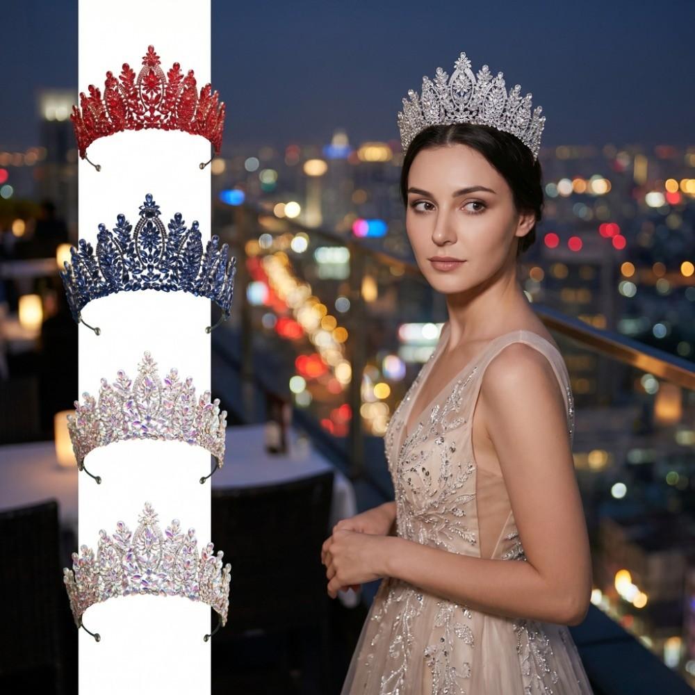 Luxury Bridal Tiara Multi Color Pageant Crown Headwear Baroque Crystal Wedding Crown  Women Party