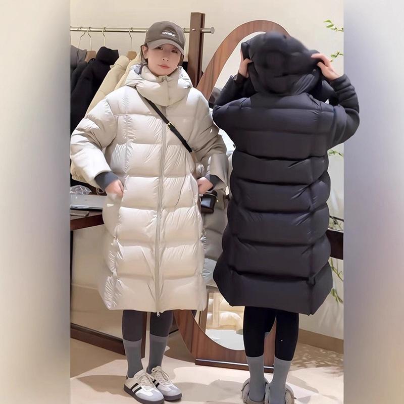 Long new winter thickened warm medium and long casual versatile white duck down jacket women