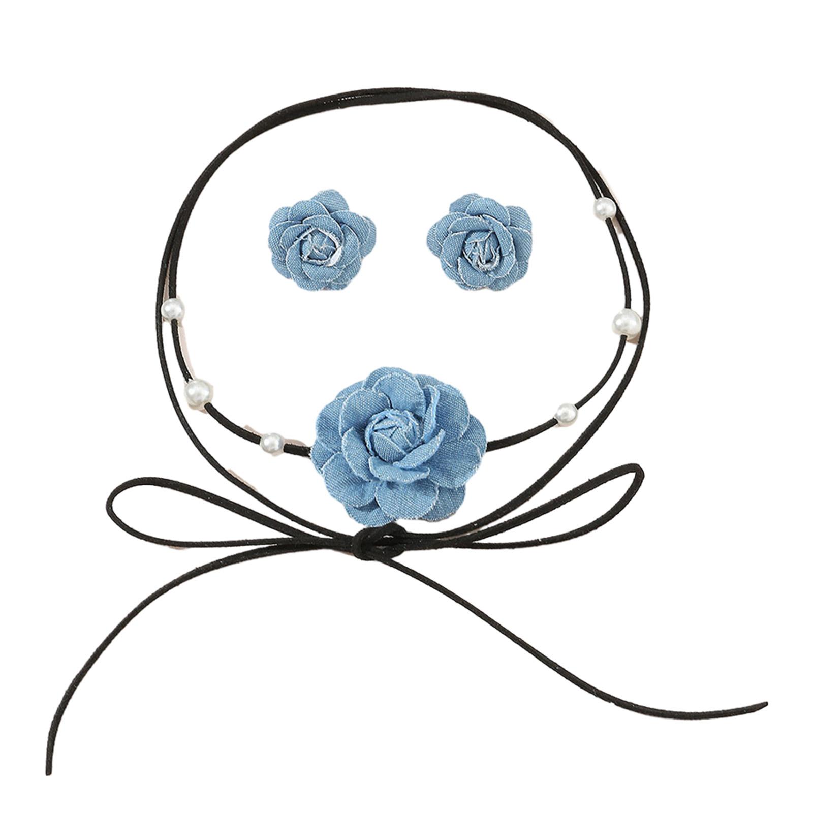 

Vintage Bohemia Flower Choker Necklace Flower Earrings for Women Elegant Lace-up Rope Chain Necklace Jewelry Accessories 1