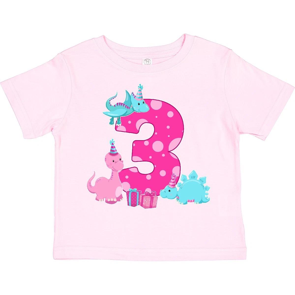 Inktastic Dinosaur Party-Third Birthday Toddler kids boys T-Shirt Birthdays Third 3rd Girl 120