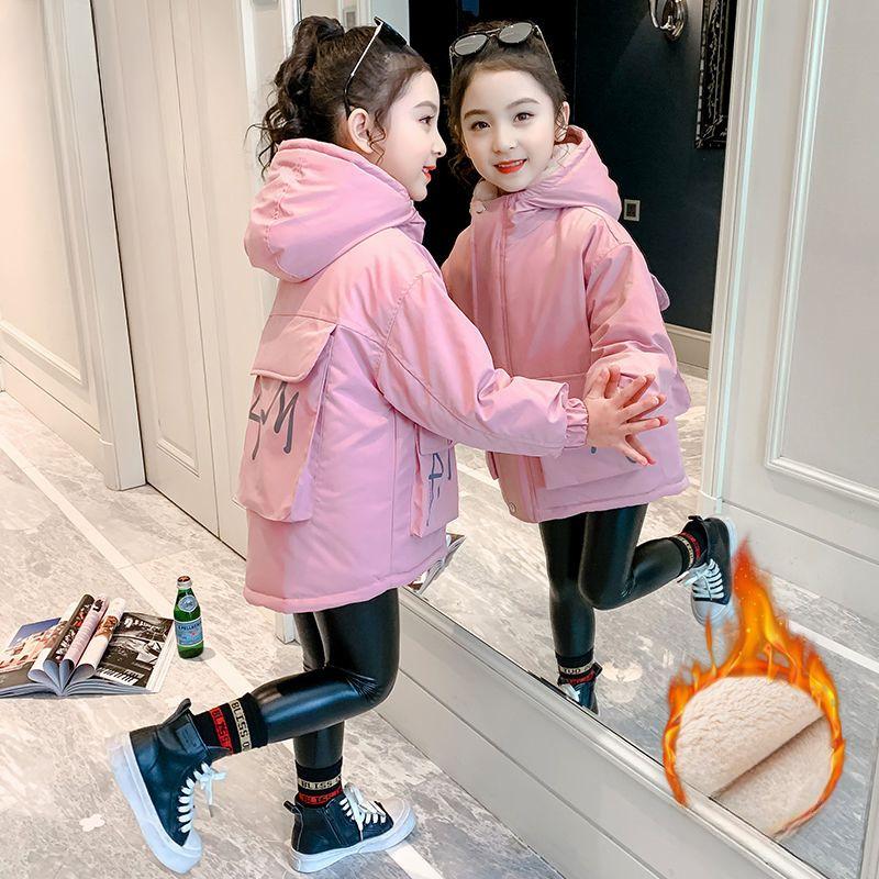 

Модное флисовое и утепленное пальто для девочек, повседневная куртка с хлопковой подкладкой для детей на осень и зиму 120cm