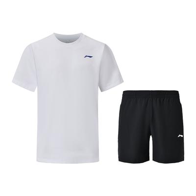 Creative Print Comfortable Loose Fit Short Sleeve Round Neck Quick Dry Shorts Sports Suit Unisex Sports Suit ATSU919-2+AKSU789-3