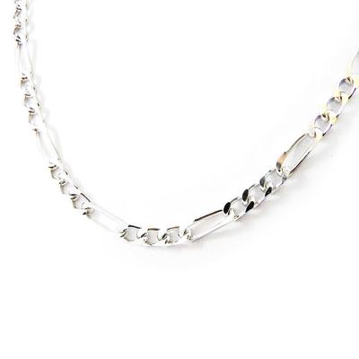 [I2988] - Silver Necklace 'Figaro' 45 Cm 4 Mm