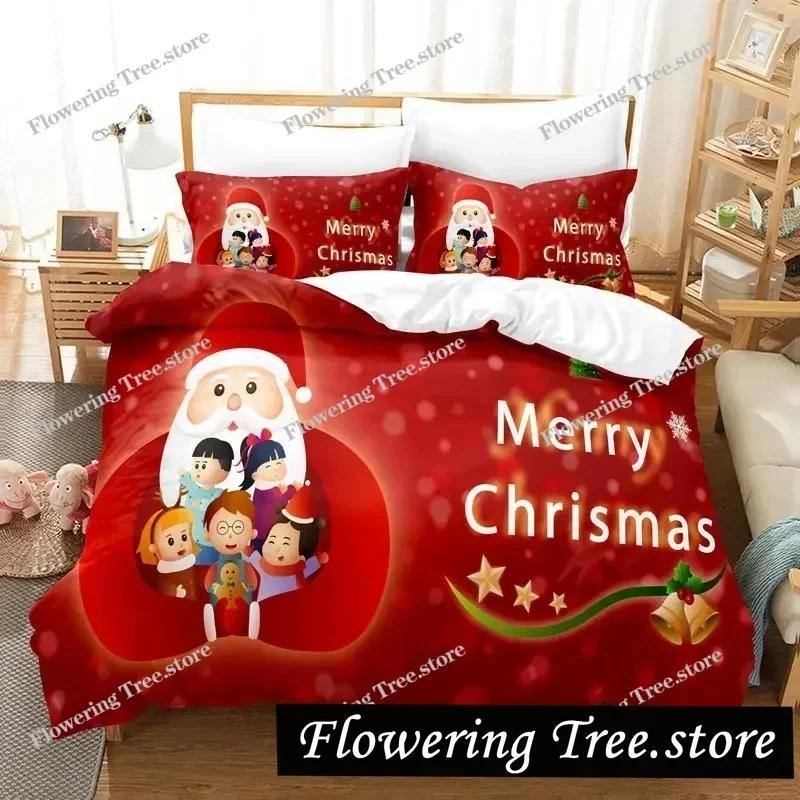 Merry Chrismas Santa Bedding Set Boys Girls Twin Queen Size Duvet Cover Pillowcase Bed Kids Adult Fashion Home Textileextile029