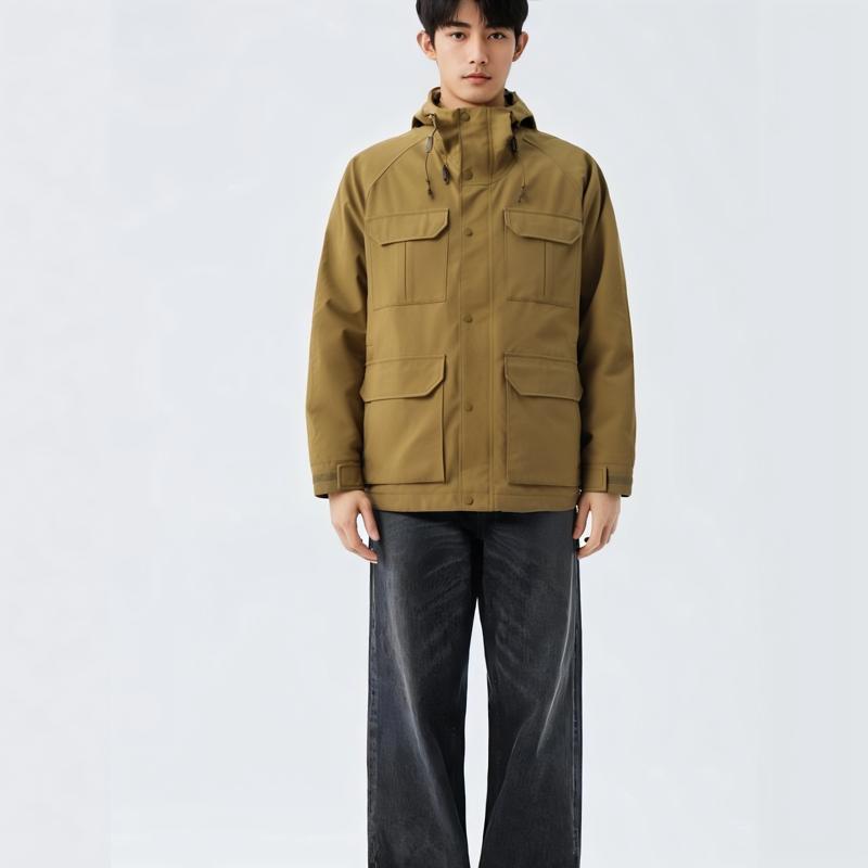 Uniqlo Giacca Lunga con Cappuccio e Zip a Manica Lunga Tinta Unita Vestibilità Larga Unisex Cammello 464026-34