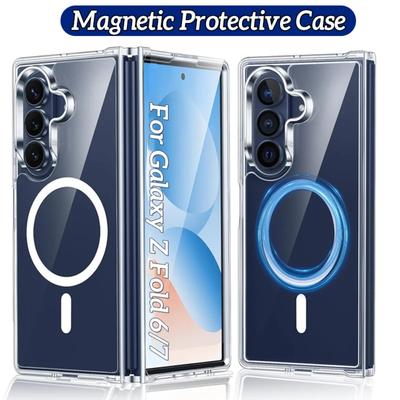 Jednoduchý vysoce kvalitní průhledný pevný PC magnetický kryt na telefon pro Samsung Galaxy Z Fold 7 6 5G Magsafe Nárazuvzdorný ochranný kryt