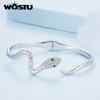 WOSTU Silver Color Classical Snake Open Bangle Bracelets For Women Men Green White Zircon Charm Bracelet Unique Jewelry Gift