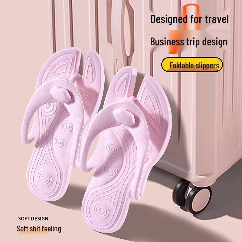 Portable Women's Non-Slip Foldable Travel Slippers for Beach or Hotel Use