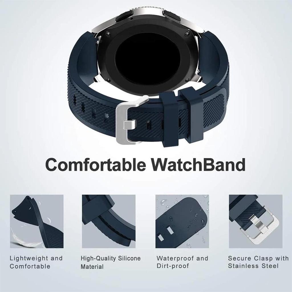 Samsung S3 Twill Silicone Watch Band 20/22mm Quick Release, Monochrome Silicone Strap, Compatible with Huawei