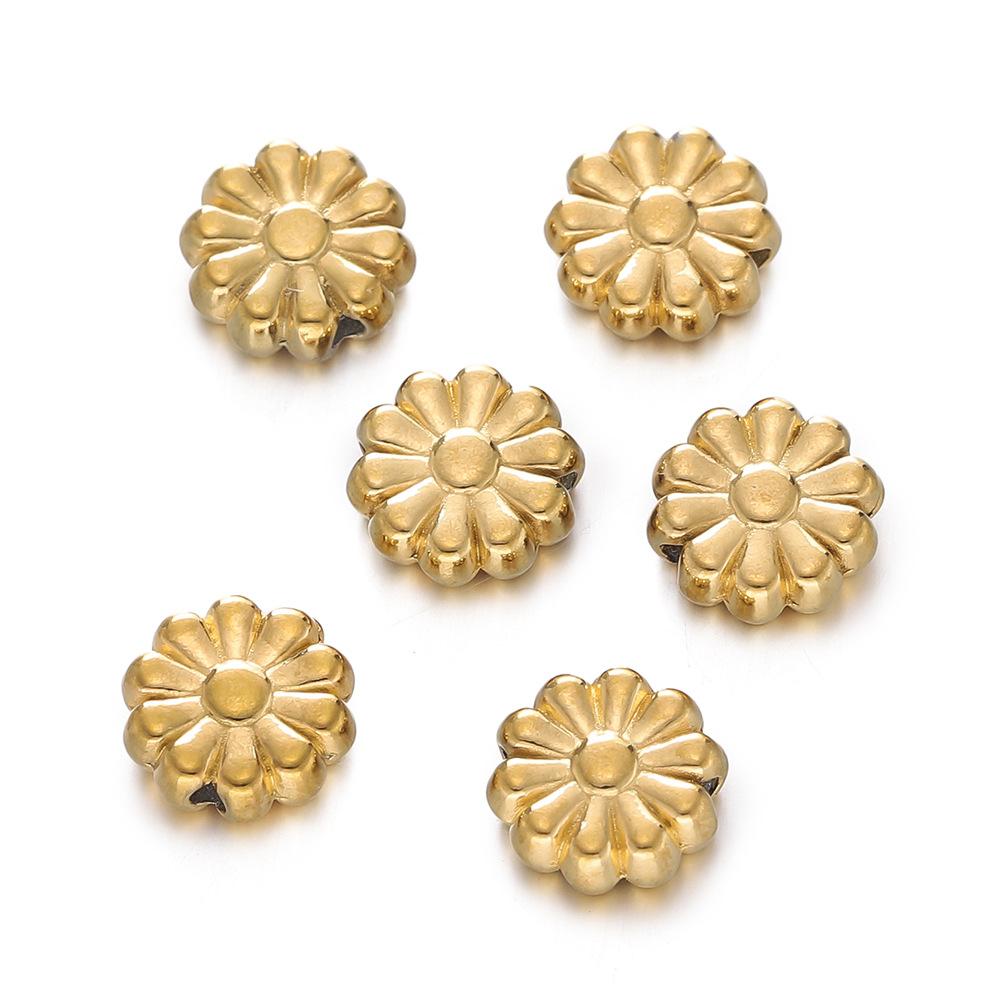 Stainless Steel Flower Beads, Perforated Six-valve Flower Septum Beads DIY Jewelry Accessories