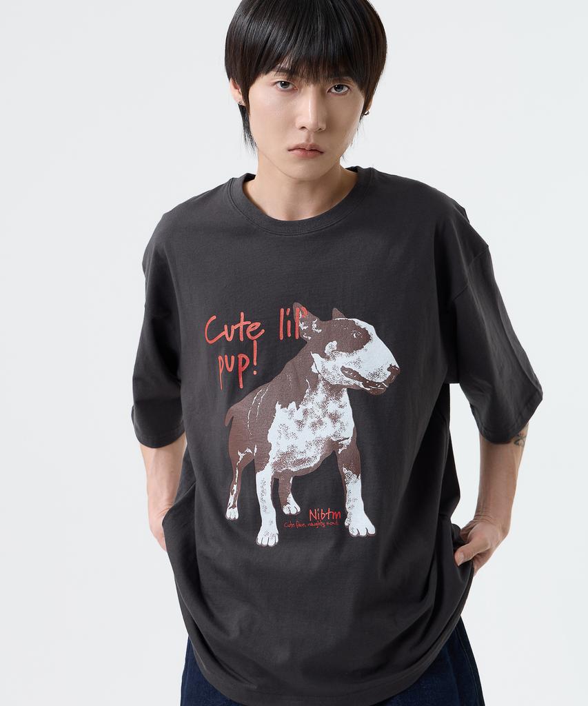 Nasttingijeubeleoldaenmi Bull Terrier Vintage Tee_Charcoal
