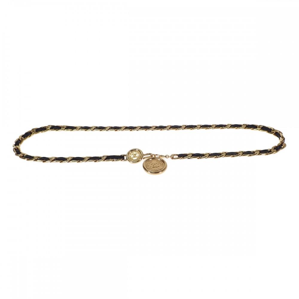 CHANEL  belt gold/black Gold Plated